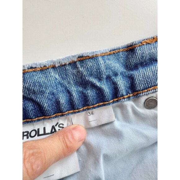 ROLLA'S Relaxo Chop Original Stone Mid Rise Straight Crop Jeans, Size 34 - Picture 15 of 16